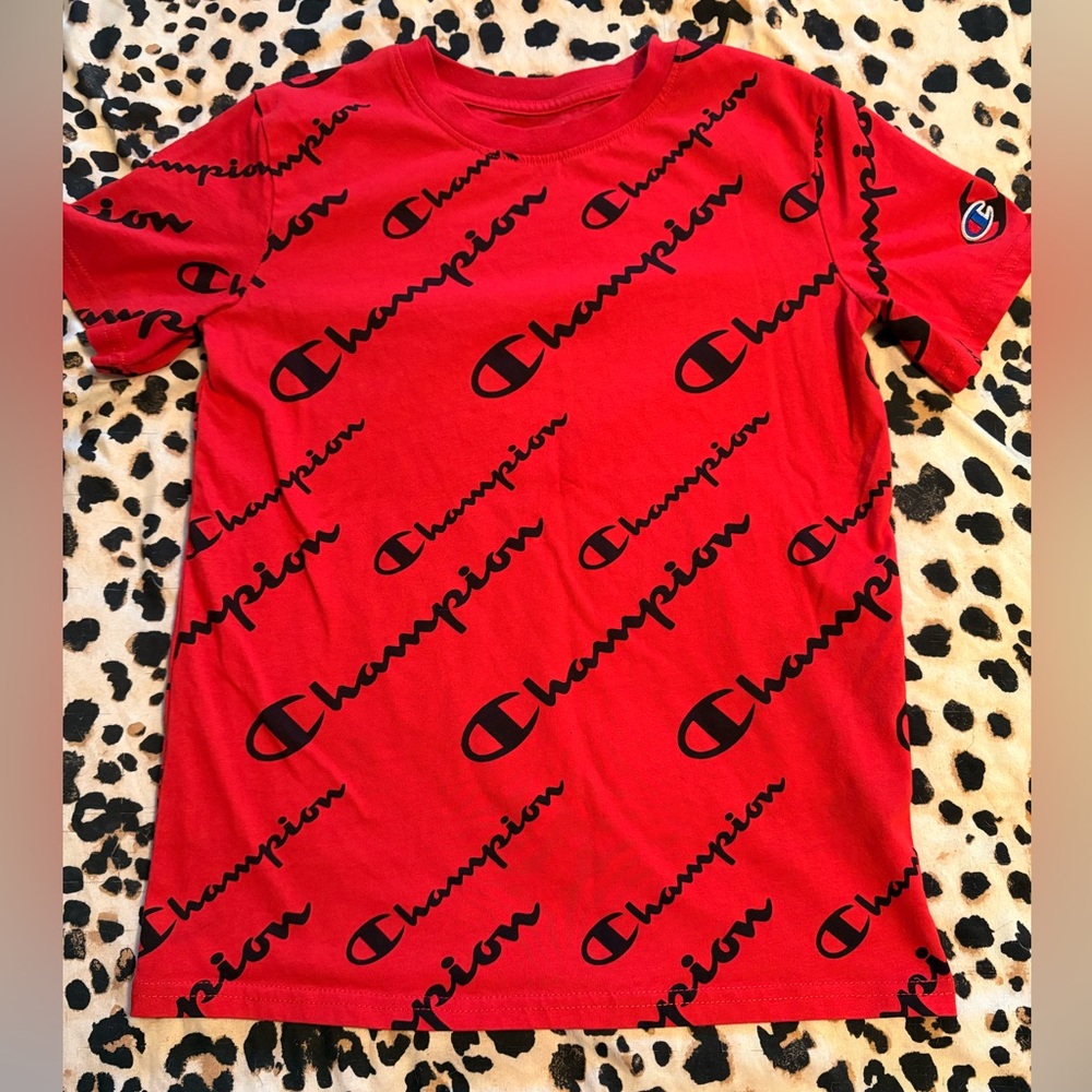 Champion Kids Red Script Logo Tee